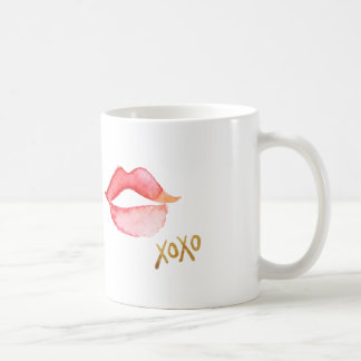 Waterverf Lips & Gold Foil XOXO Koffiemok