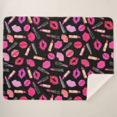 Waterverf Lipstick Pattern Makeup Artist Sherpa B Deken (Voorkant (horizontaal))