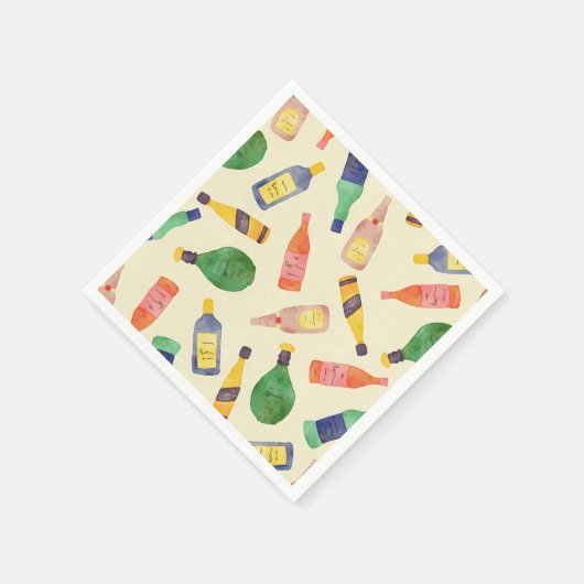 Waterverf Liquor Flessen servetten (Hoek)