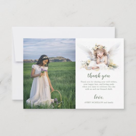 Waterverf Little Angle First Holy Communion Bedankkaart (Voorkant)