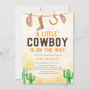 Waterverf Little Cowboy Western Baby shower Kaart