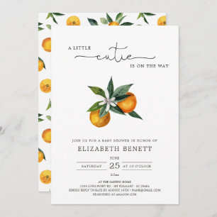 Waterverf Little Cutie Citrus Oranje Baby shower Kaart