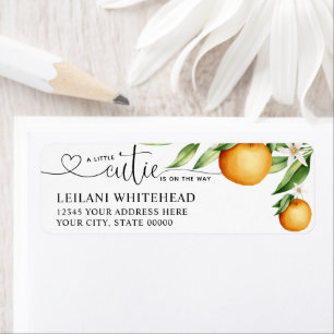 Waterverf Little Cutie Sinaasappels Baby shower Etiket