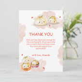 Waterverf Little Dumpling Mushroom Baby shower Bedankkaart (Staand voorkant)