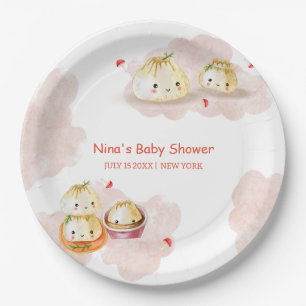 Waterverf Little Dumpling Mushroom Baby shower Papieren Bordje