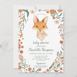 Waterverf Little Fox Bloemen Meisje Baby shower Kaart