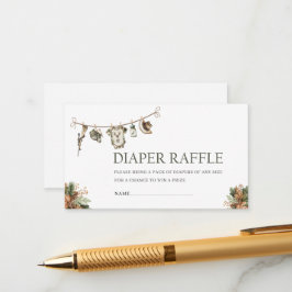 Waterverf Little Hunter baby shower luier raff Informatiekaartje
