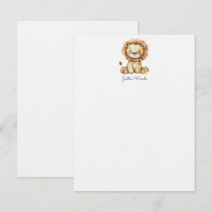 Waterverf Little Lion gepersonaliseerd Notitiekaartje
