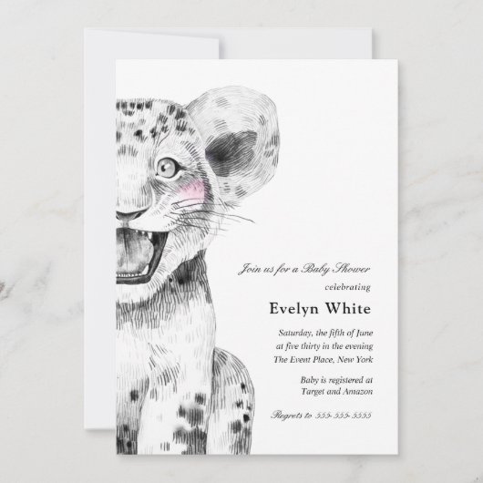 Waterverf Little Lion | Uitnodiging voor Baby show (Voorkant)