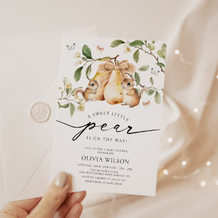 Waterverf Little Pear Girl Baby shower Kaart