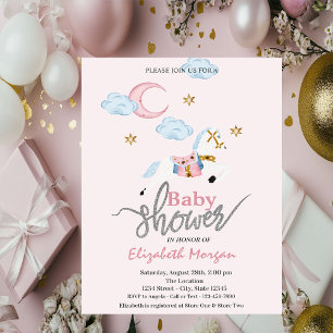 Waterverf Little Pony Roze Baby Shower Kaart