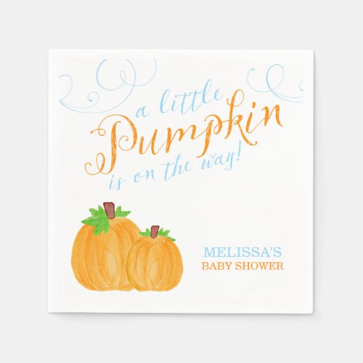 Waterverf Little Pumpkin Herfst Boy Baby shower Servetten (Voorkant)