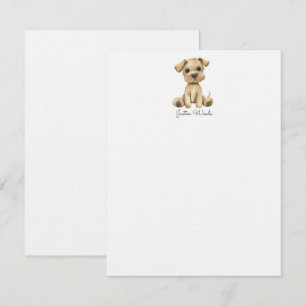 Waterverf Little Puppy Dog gepersonaliseerd Notitiekaartje