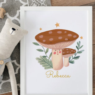Waterverf Little Red Mushroom Cute Poster