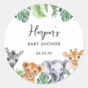 Waterverf Little Wild One Safari Baby shower Ronde Sticker