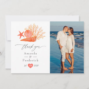 Waterverf Living Coral Beach Weddenschap Bedankkaart