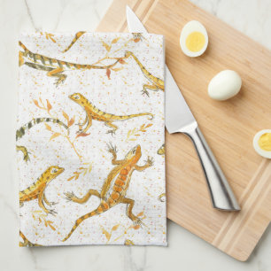 Waterverf Lizards Earth Tone Theedoek