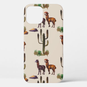 Waterverf llama alpaca wild naadloos patroon iPhone 12 hoesje