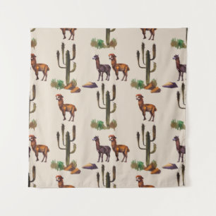 Waterverf llama alpaca wild naadloos patroon wandkleed