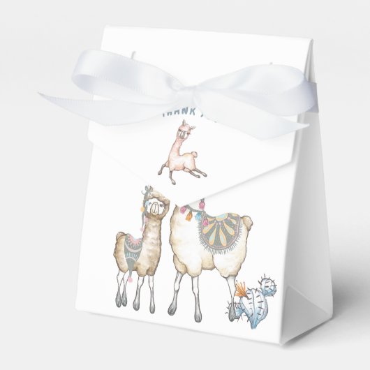 Waterverf Llama, Baby shower met thema Bedankdoosjes (Voorkant Zijde)