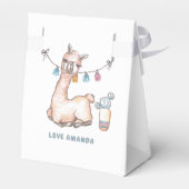 Waterverf Llama, Baby shower met thema Bedankdoosjes (Achterkant)