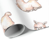 Waterverf Llama, Baby shower met thema Cadeaupapier (Rol Hoek)