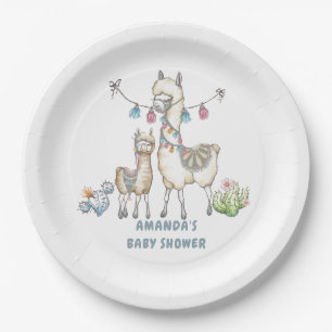 Waterverf Llama, Baby shower met thema Papieren Bordje