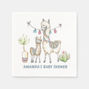 Waterverf Llama, Baby shower met thema Servet