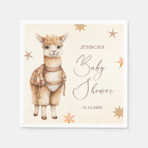 Waterverf Llama Boho Beige Baby shower Servet