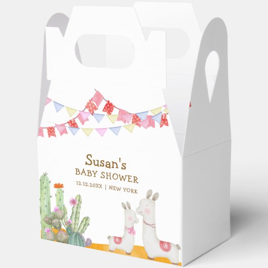 Waterverf Llama Desert Cactus Fiesta Baby shower Bedankdoosjes (Open)