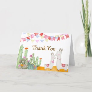 Waterverf Llama Desert Cactus Fiesta Baby shower Bedankkaart