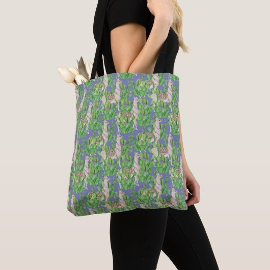 Waterverf Llama en Catus Pattern Draagtas (Dichtbij)