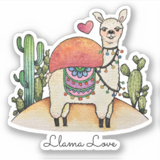 Waterverf Llama met cactus Sticker