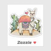 Waterverf Llama met cactus Sticker (Vel)