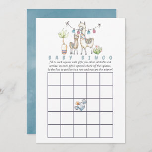 Waterverf Llama met het thema Baby shower Bingo Kaart
