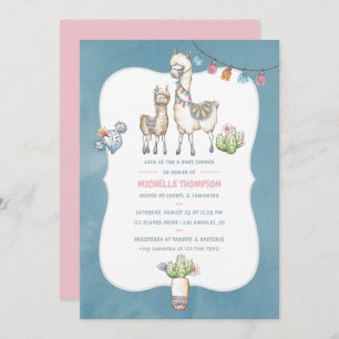 Waterverf Llama over het Baby shower Uitnodiging