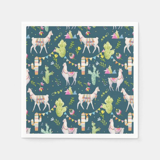 Waterverf Llama-vlagpatroon Servet (Voorkant)