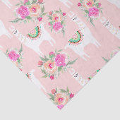 Waterverf Llama's op koraalroze Tissuepapier (Detail)