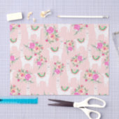 Waterverf Llama's op koraalroze Tissuepapier (Craft)