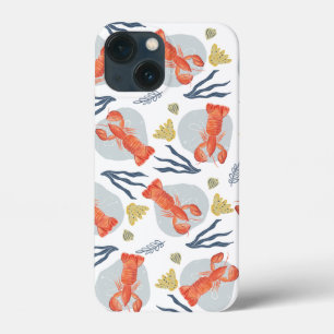 Waterverf Lobster Crustacean Beach Sand Dollars iPhone 13 Mini Hoesje