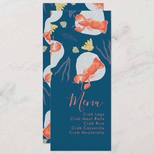 Waterverf Lobster Crustacean Botanical Menu (Voorkant / Achterkant)