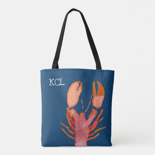 Waterverf Lobster Monogram Nautisch Draagtas (Achterkant)