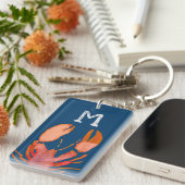 Waterverf Lobster Monogram Nautisch Sleutelhanger (Voorkant Rechts)
