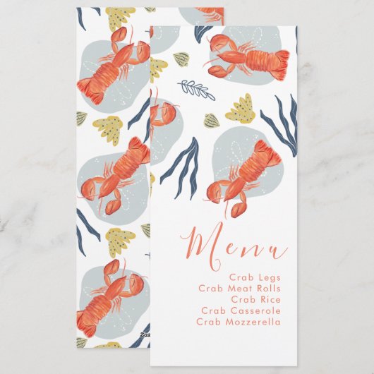 Waterverf Lobster Nautical Botanical Menu (Voorkant / Achterkant)