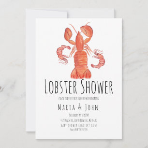 Waterverf Lobster Party Baby Shower-uitnodigingen Aankondiging