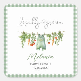 Waterverf Lokaal geteeld baby shower Papier Plat Vierkante Sticker