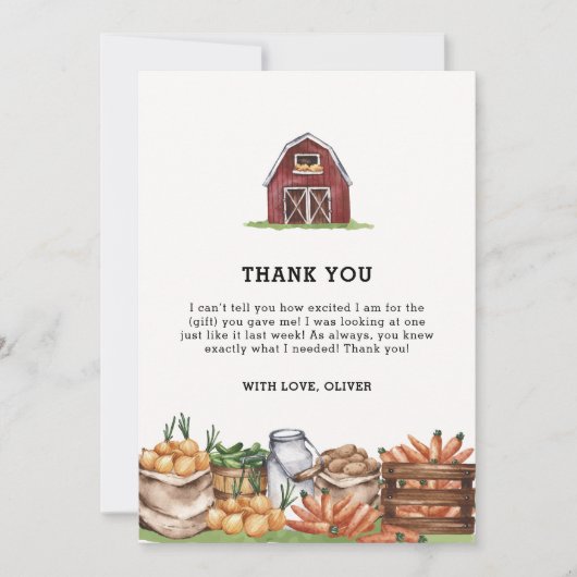 Waterverf lokaal geteeld Veggie Baby shower Bedankkaart (Voorkant)