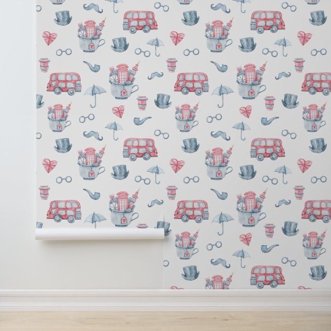 Waterverf Londen Pattern Behang (Applicatie)