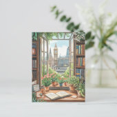  Waterverf Londen Window Scene Briefkaart (Staand voorkant)