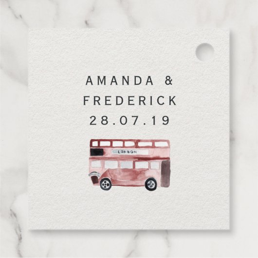 Waterverf London UK Destination Wedding Bedankjes Labels (Achterkant)